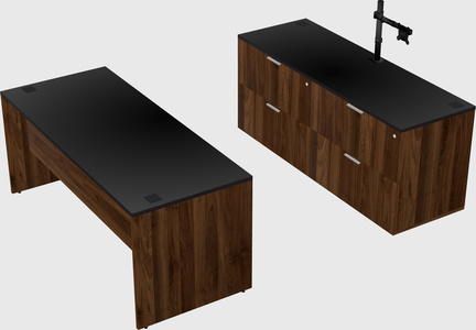Parallel desk with credenza