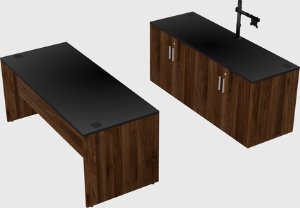 Parallel desk with credenza