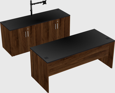 Parallel desk with credenza