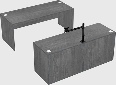 Parallel desk with credenza