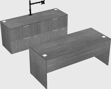 Parallel desk with credenza