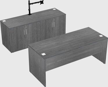 Parallel desk with credenza