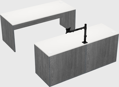 Parallel desk with credenza