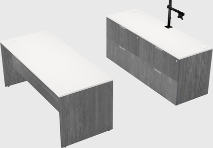 Parallel desk with credenza