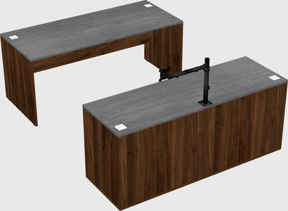 Parallel desk with credenza
