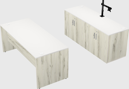 Parallel desk with credenza