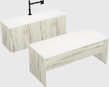 Parallel desk with credenza