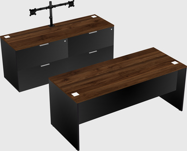 Parallel desk with credenza