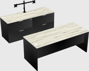 Parallel desk with credenza