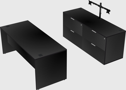 Parallel desk with credenza