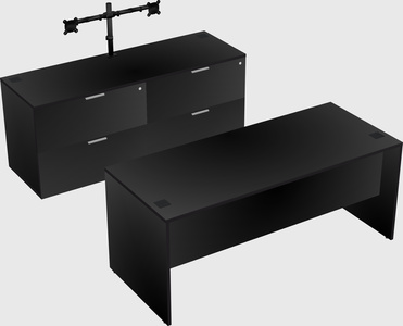 Parallel desk with credenza
