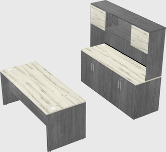Parallel desk with credenza