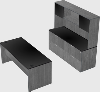 Parallel desk with credenza