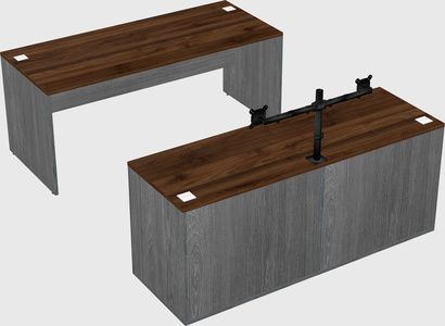 Parallel desk with credenza