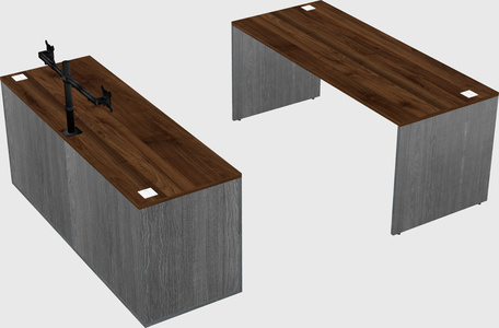 Parallel desk with credenza