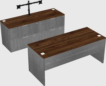 Parallel desk with credenza