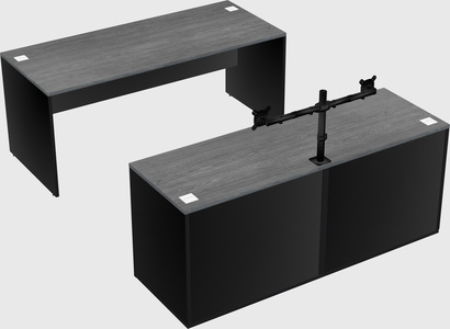 Parallel desk with credenza