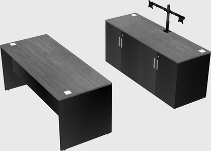 Parallel desk with credenza