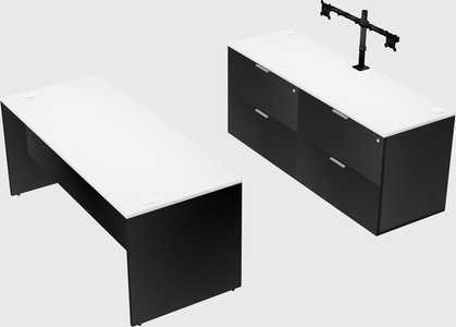 Parallel desk with credenza