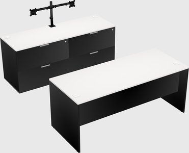 Parallel desk with credenza