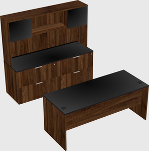 Parallel desk with credenza