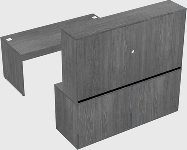 Parallel desk with credenza