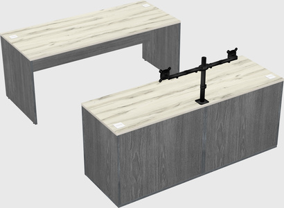 Parallel desk with credenza