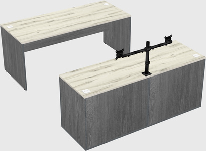 Parallel desk with credenza