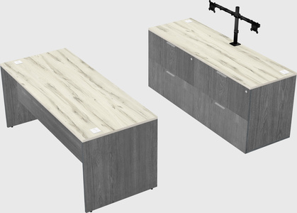 Parallel desk with credenza