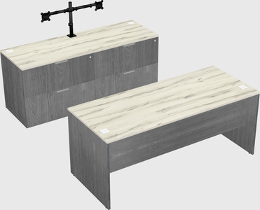 Parallel desk with credenza