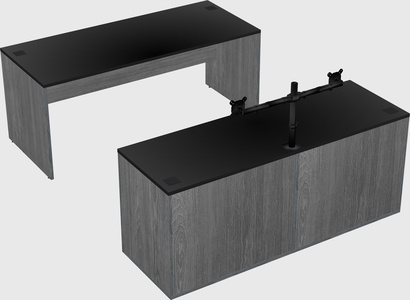 Parallel desk with credenza