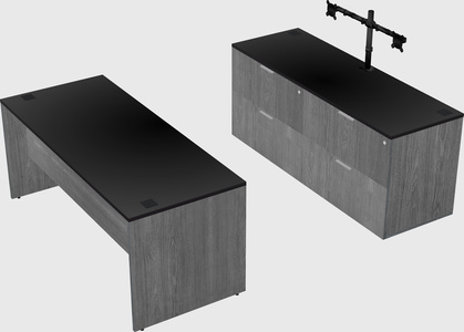Parallel desk with credenza
