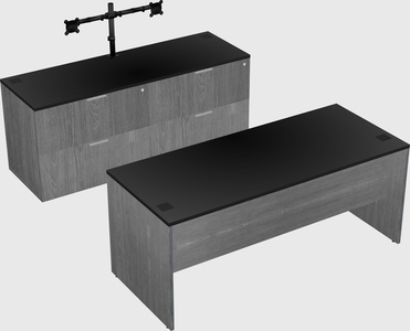 Parallel desk with credenza
