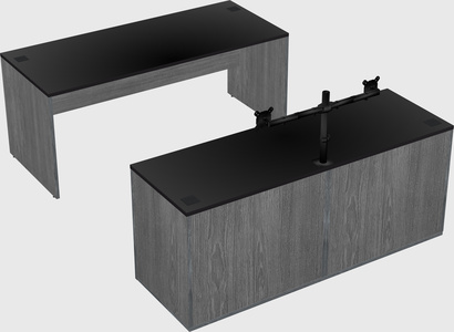 Parallel desk with credenza