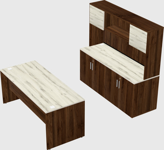 Parallel desk with credenza