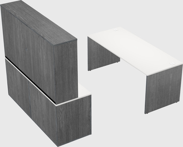 Parallel desk with credenza