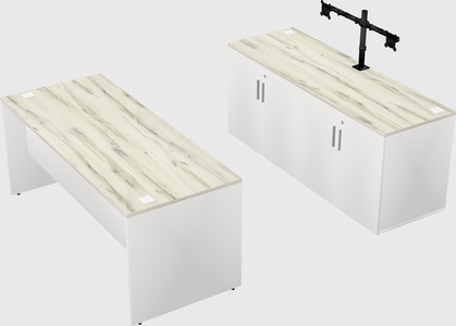 Parallel desk with credenza