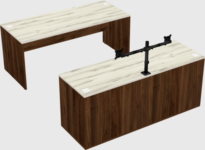 Parallel desk with credenza