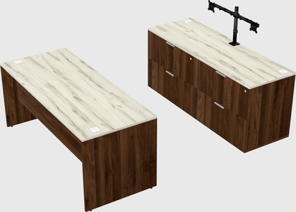 Parallel desk with credenza