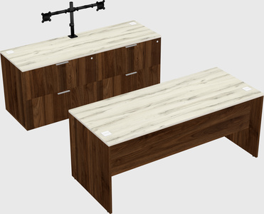 Parallel desk with credenza
