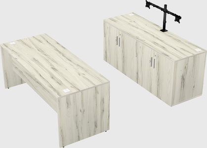 Parallel desk with credenza