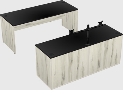Parallel desk with credenza