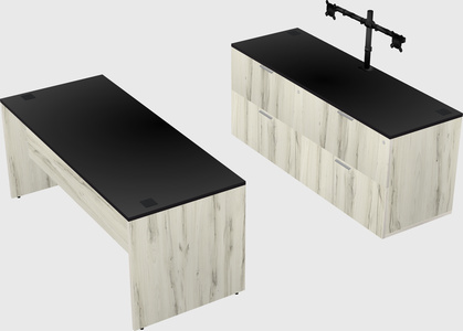 Parallel desk with credenza