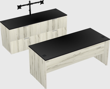 Parallel desk with credenza