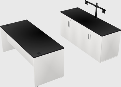 Parallel desk with credenza