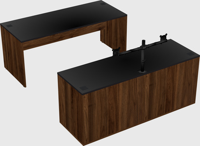 Parallel desk with credenza