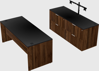 Parallel desk with credenza