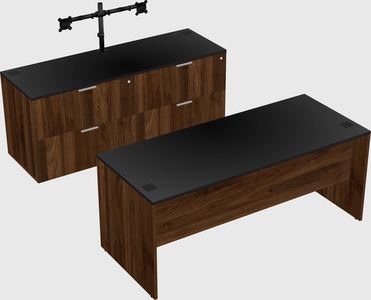 Parallel desk with credenza