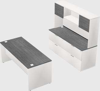 Parallel desk with credenza