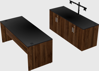 Parallel desk with credenza